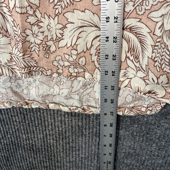 C&C California Womens Blouse Size 1X Floral Linen Short Sleeve Boho Tropical - Picture 8 of 8